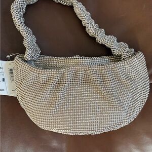 Jessica McClintock Silver Beaded Shoulder Bag